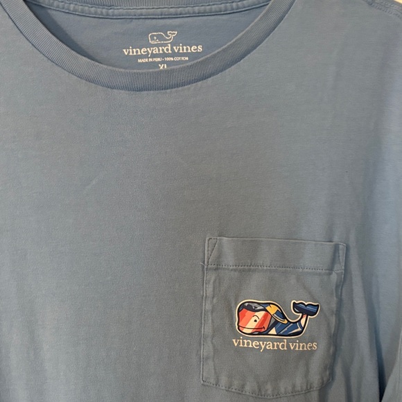 Vineyard Vines Blue Tee with Nautical Whale Design - Picture 3 of 4